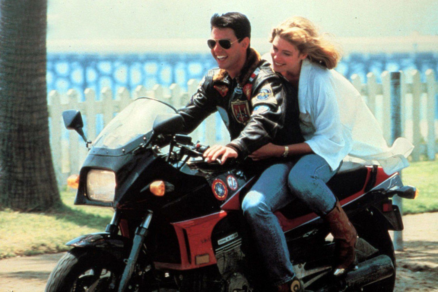 Man and a girl riding a Kawasaki GPz900