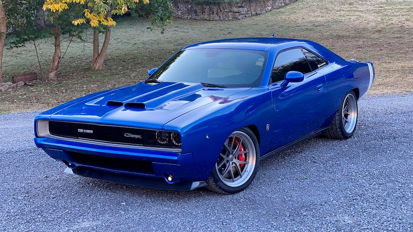 Blue Dodge Challenger Hellcat Redeye Exomod C68 Karbon