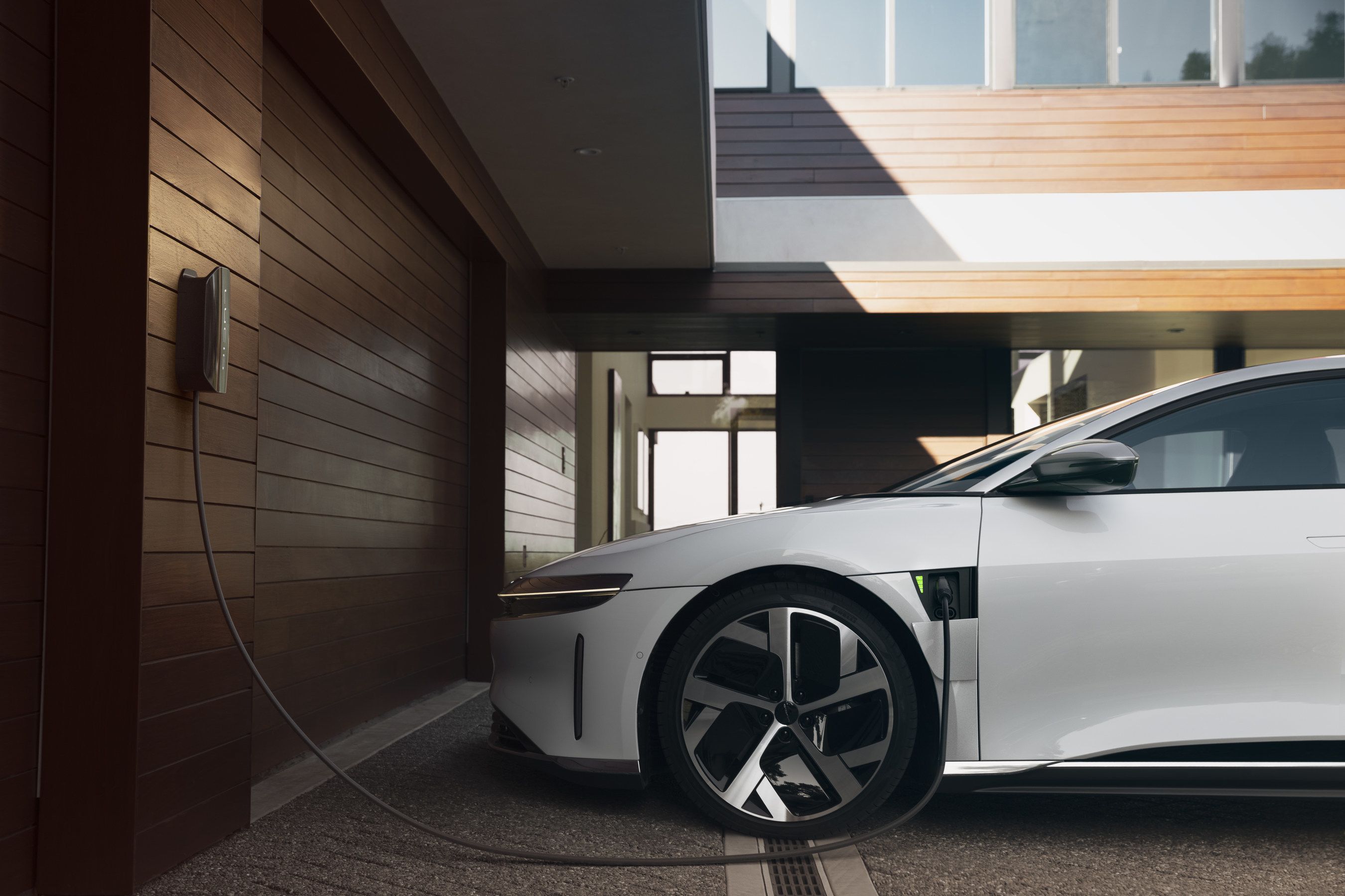 Lucid Air charging via the Lucid Connected Home Charging Station 