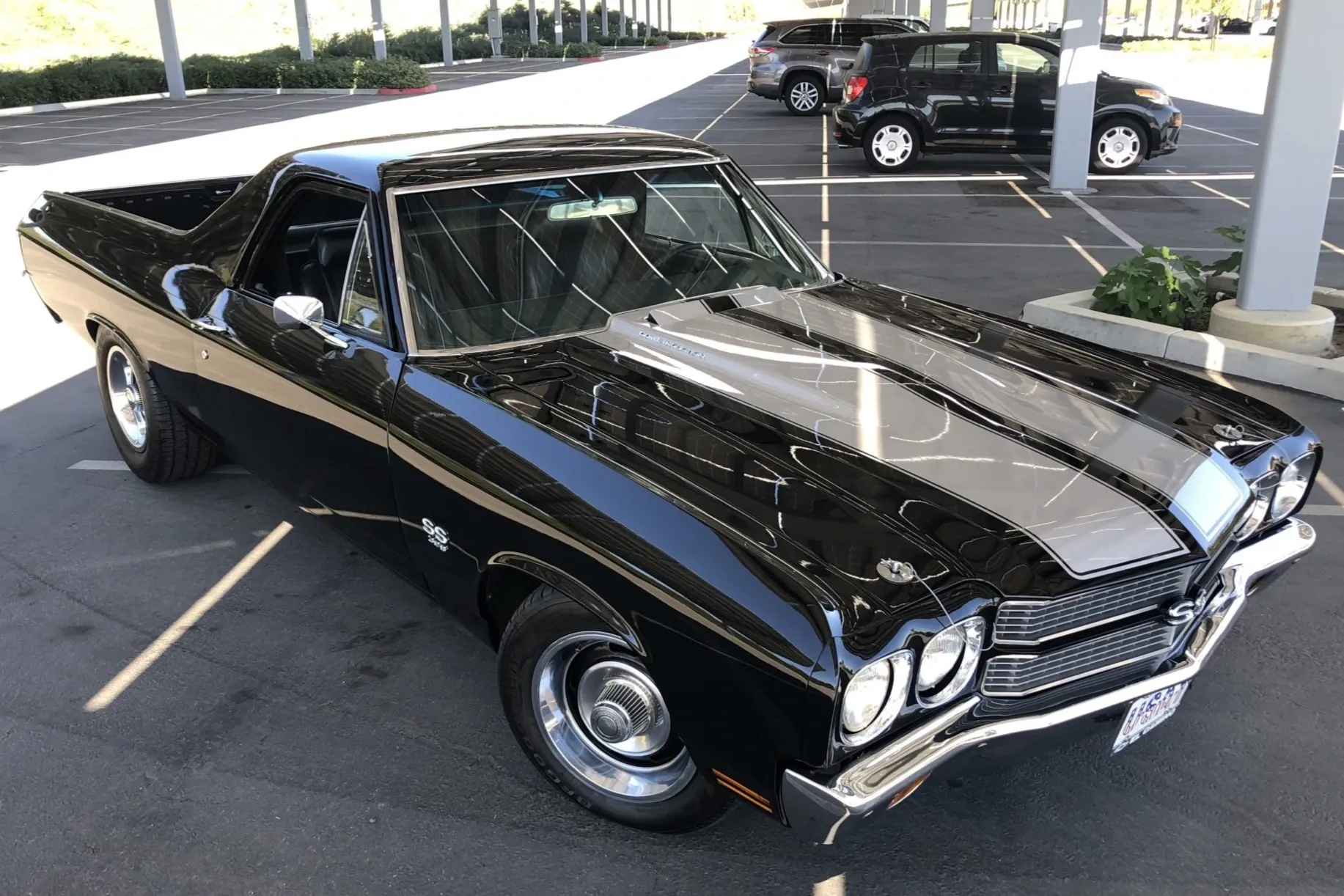 A parked 1970 Chevy El Camino SS on display