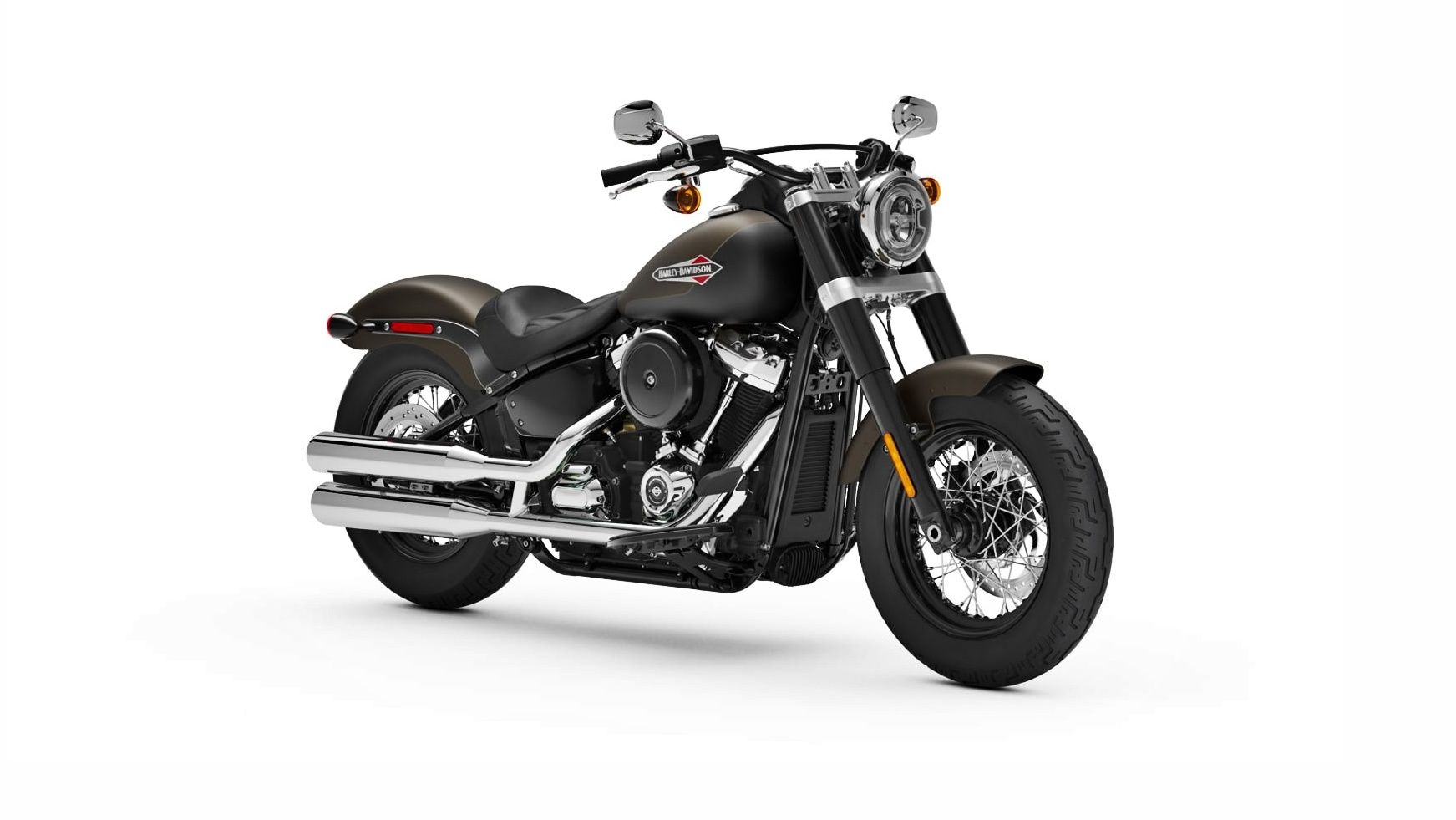 A black Harley-Davidson Softail Slim