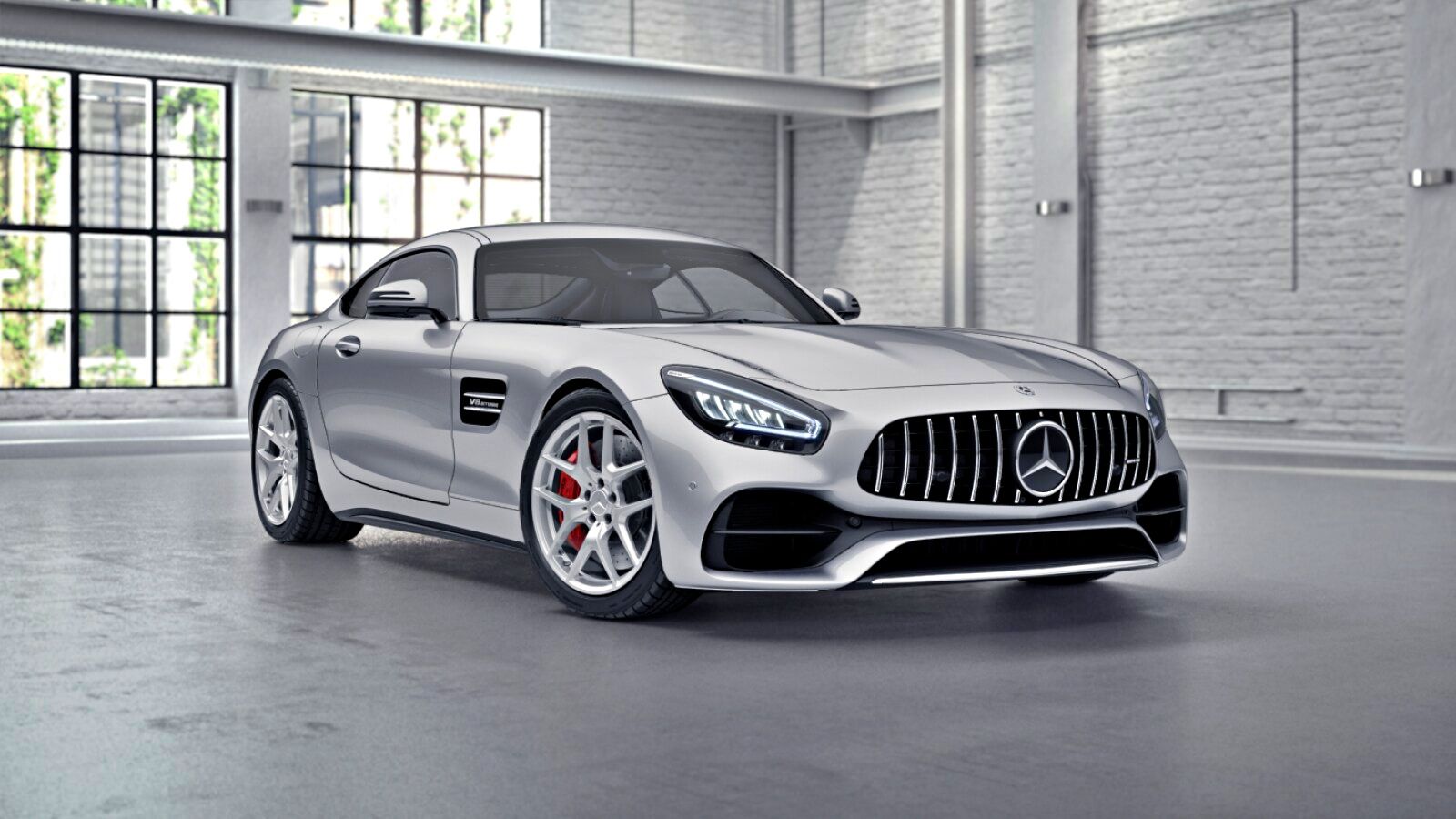 Silver Mercedes-AMG GT Coupe 