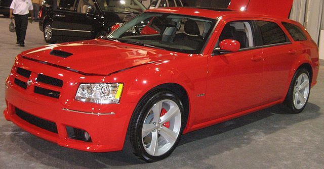 Dodge Magnum SRT8 red color front angle shot