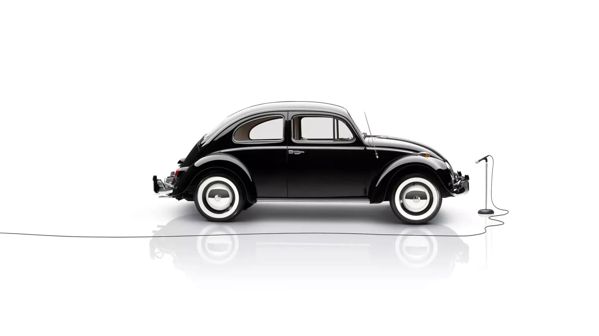 Black VW Beetle on display