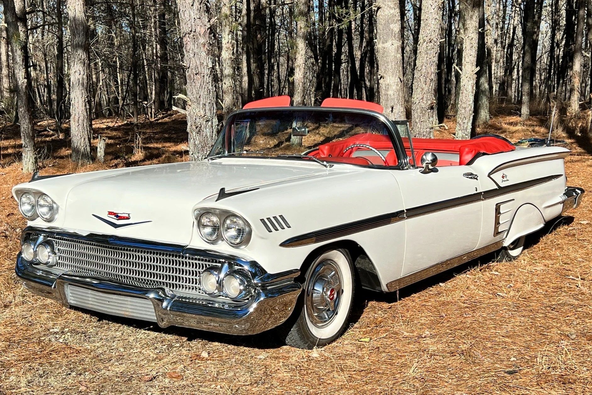 A parked convertible 1958 Chevy Impala