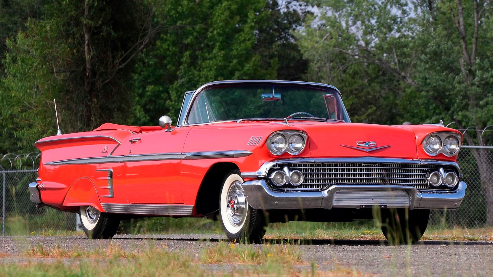 A parked 1958 Chevy Impala Convertible