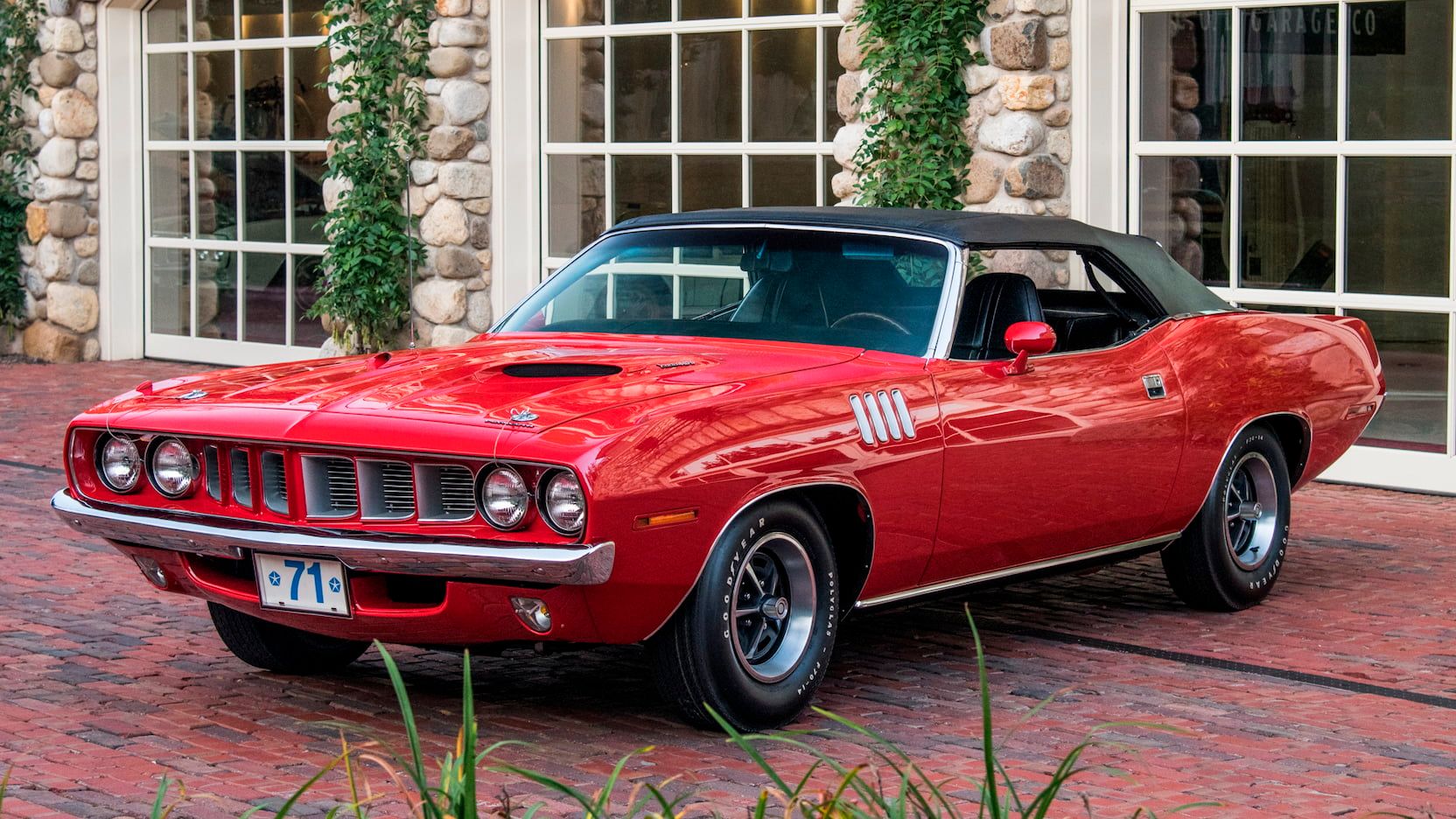 A parked 1971 Plymouth Barracuda convertible