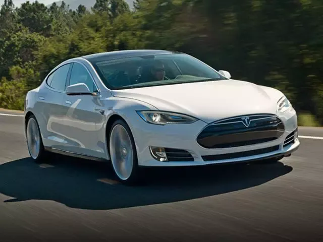 White 2012 Tesla Model S Driving