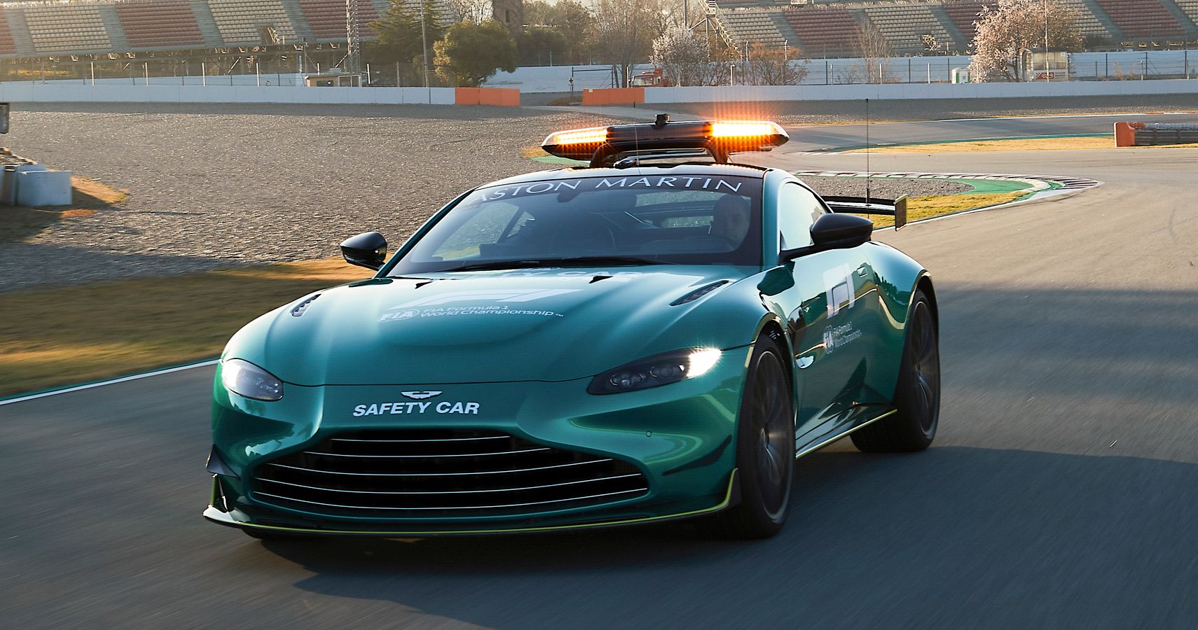 Green Aston Martin Vantage Safety Car