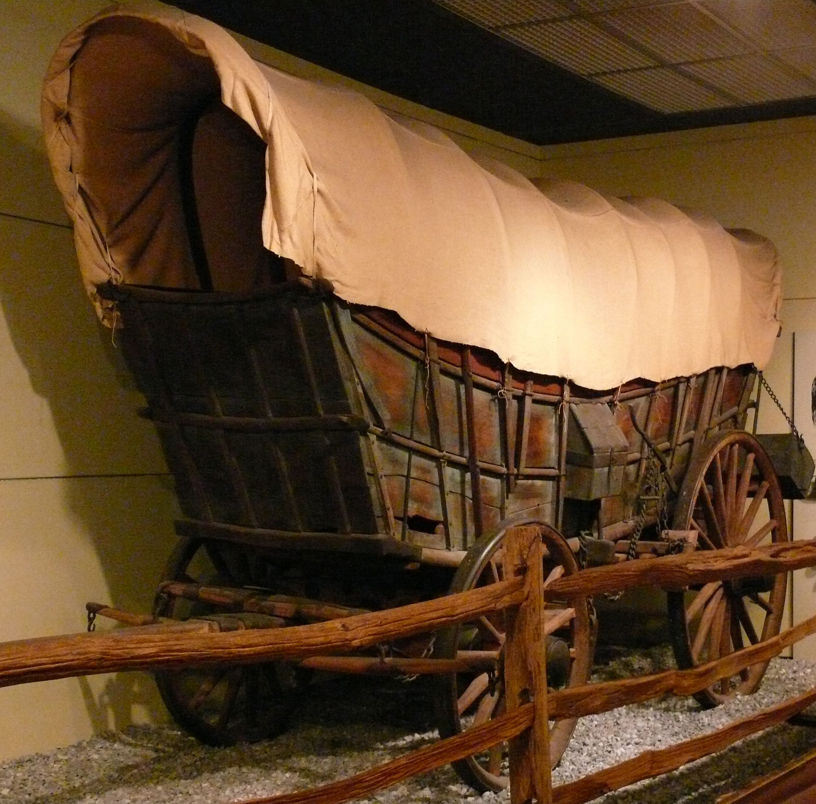A parked Conestoag Wagon at the museum