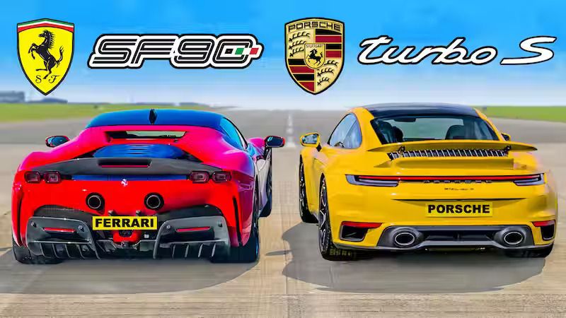 Ferrari SF90 vs Porsche 911 Turbo S carwow 