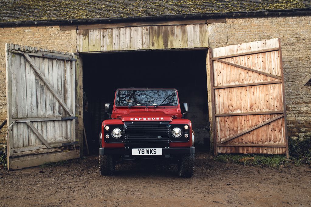 Land Rover Defender in a Barn
