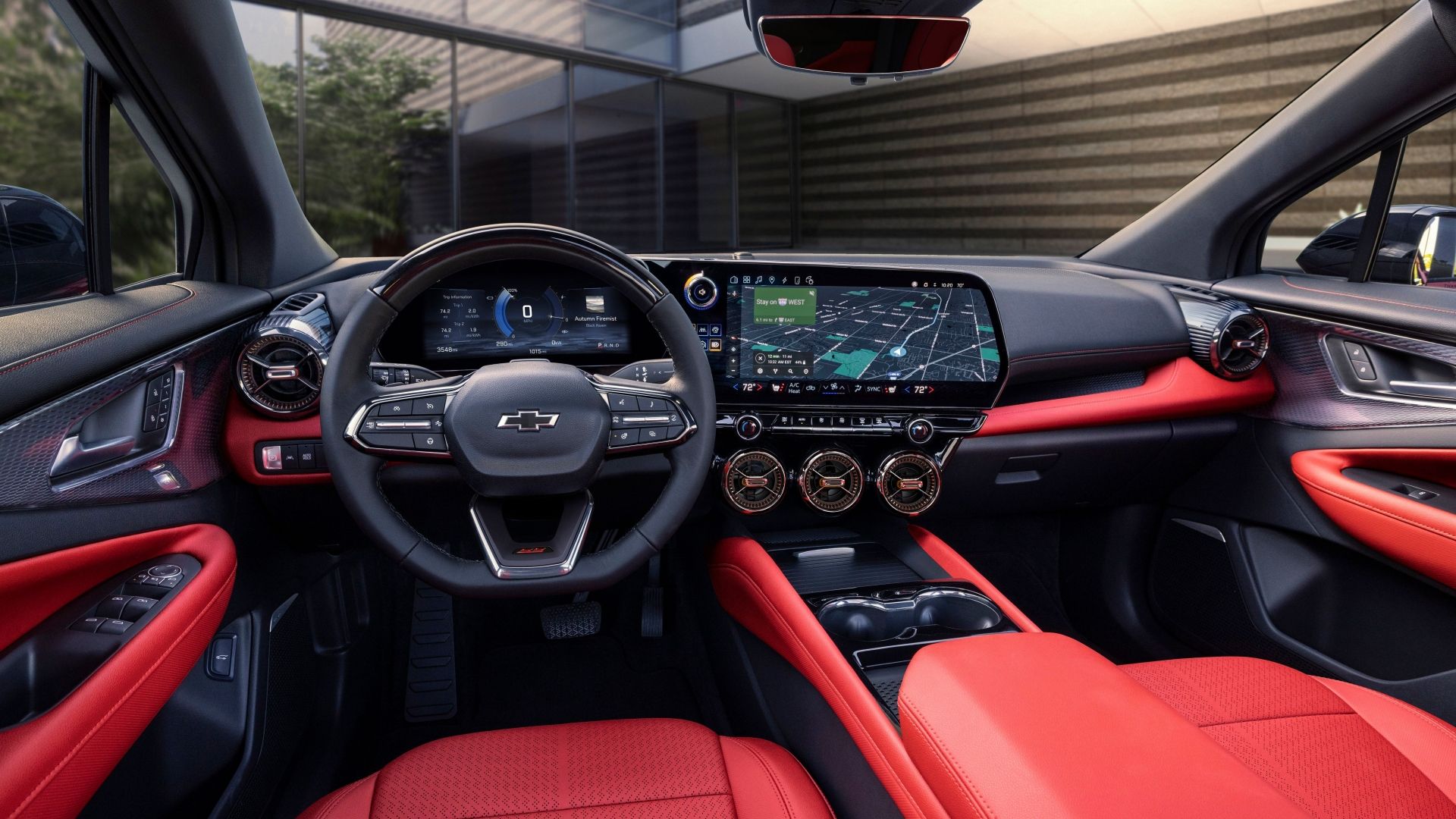 2024 Chevrolet Blazer EV Interior featuring dashboard, console, and steering wheel