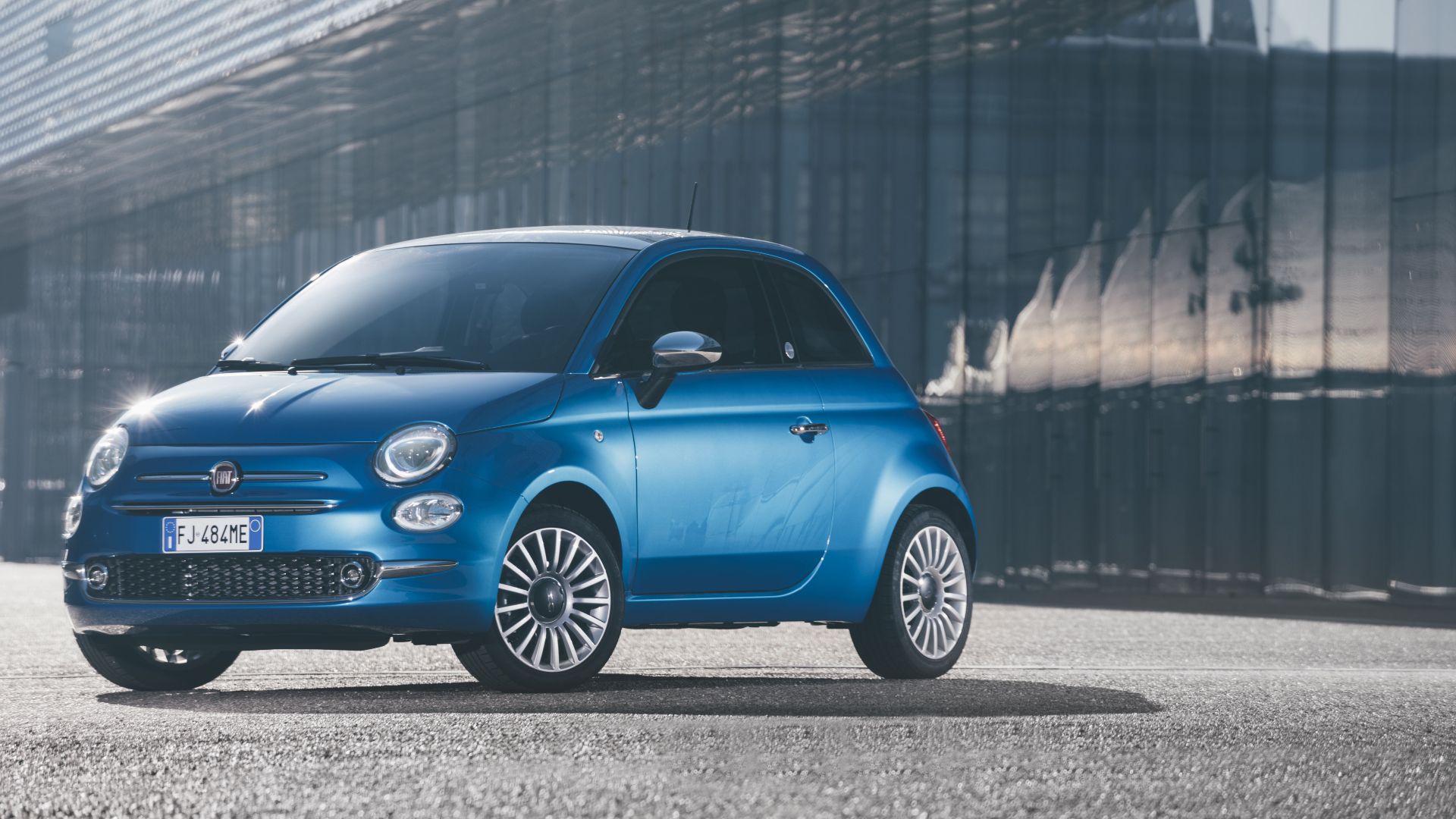 Blue Fiat 500