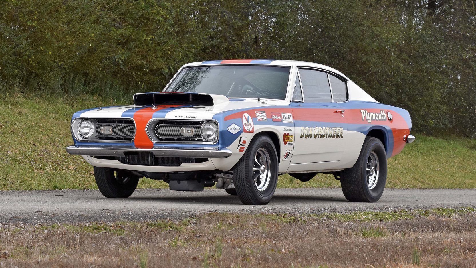 A parked 1968 Plymouth Barracuda B029 Super Stock