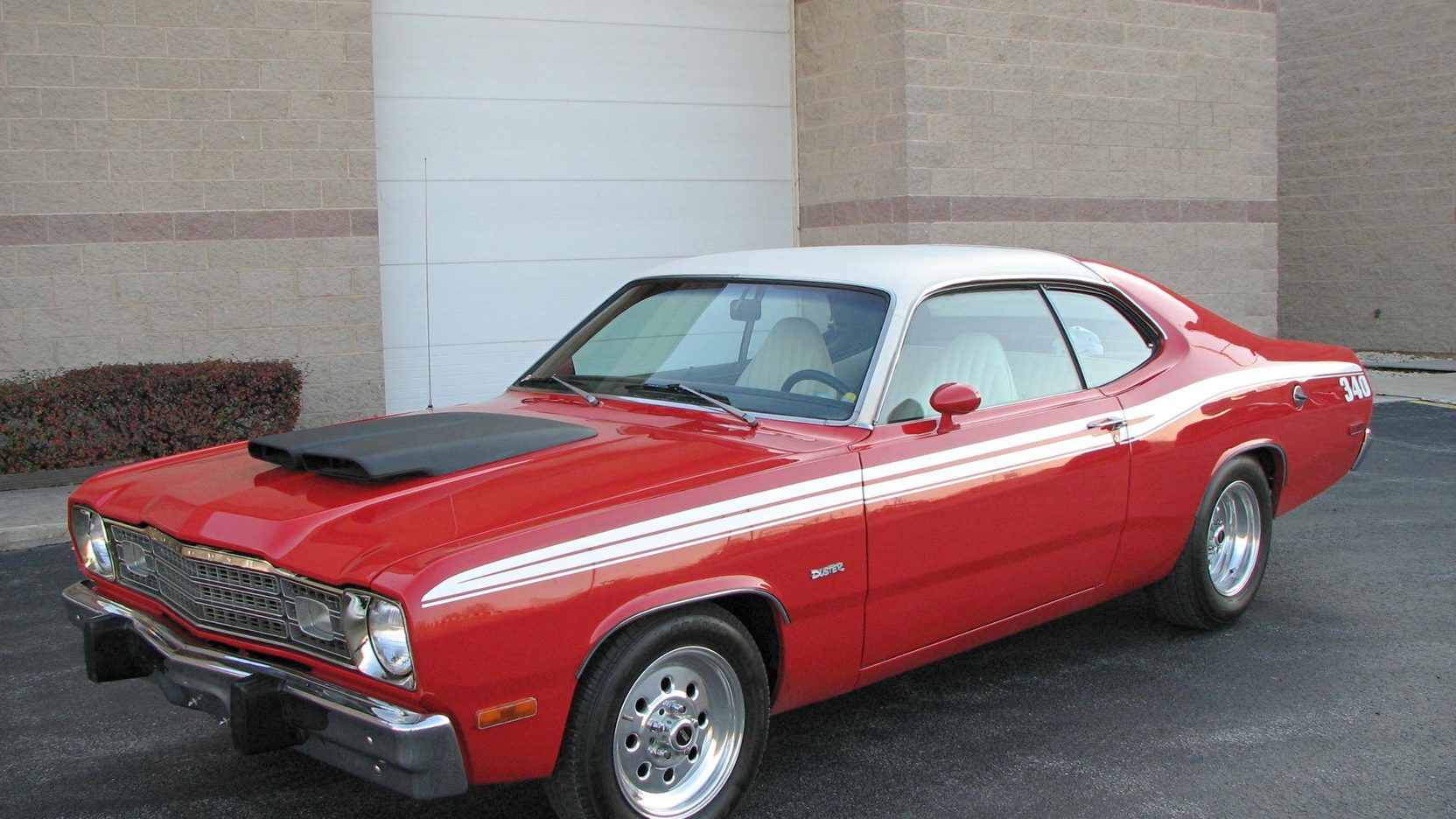 A parked 1973 Plymouth Duster 340