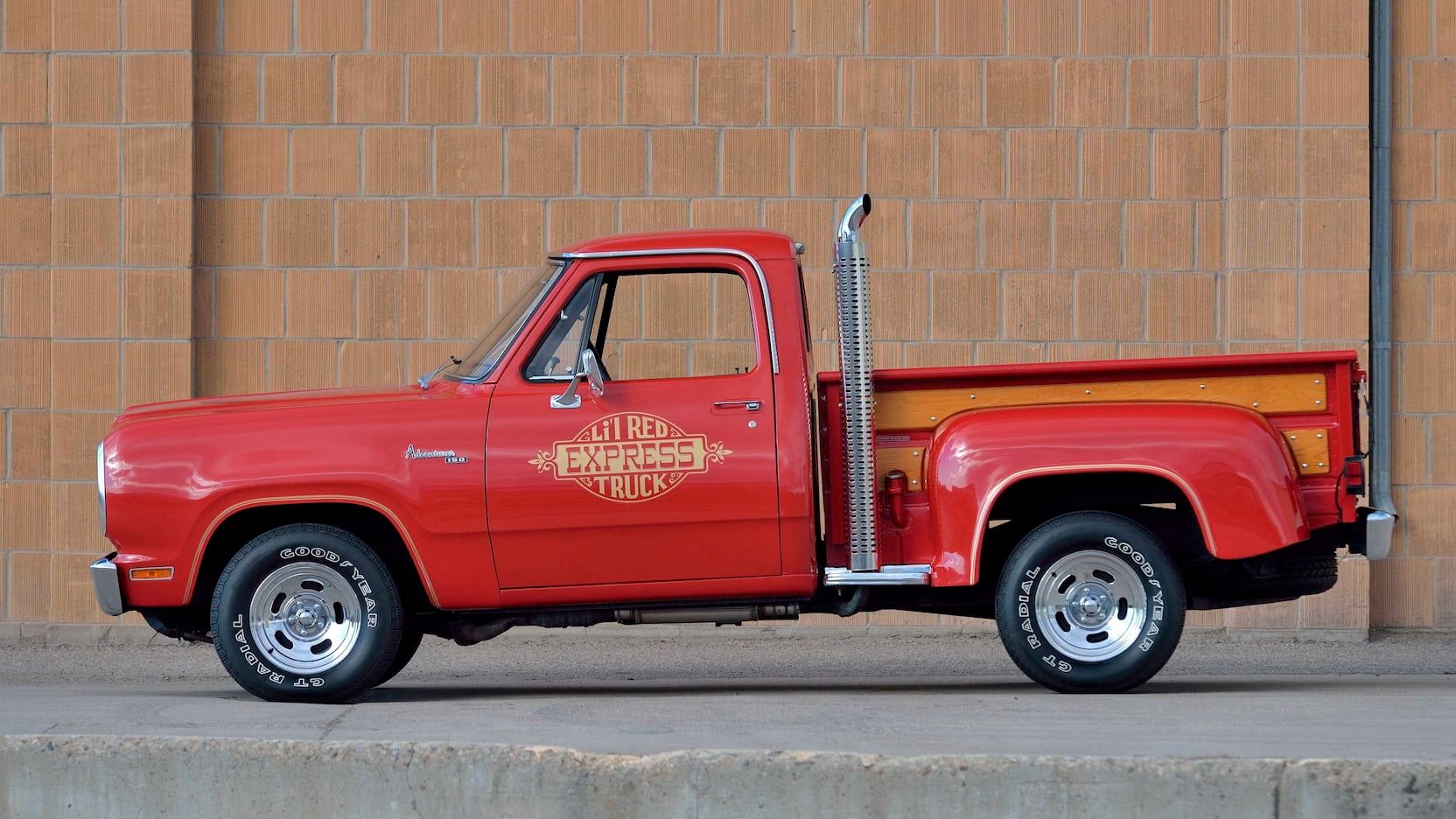 A parked 1979 Dodge Lil Red Express