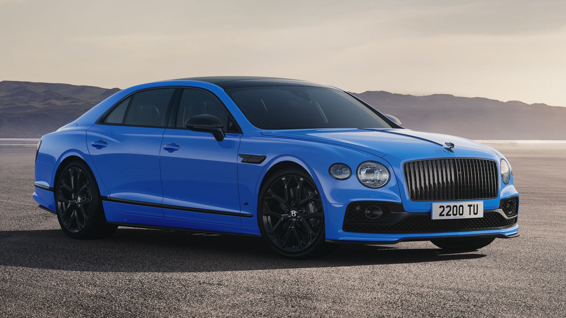 Blue Bentley Flying Spur S Hybrid