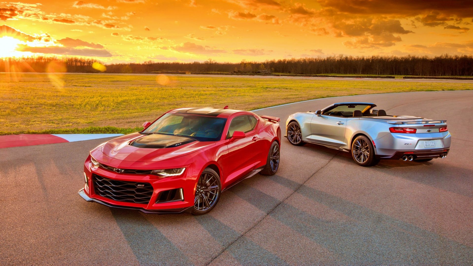 Red And Silver Chevrolet Camaro ZL1 Cars