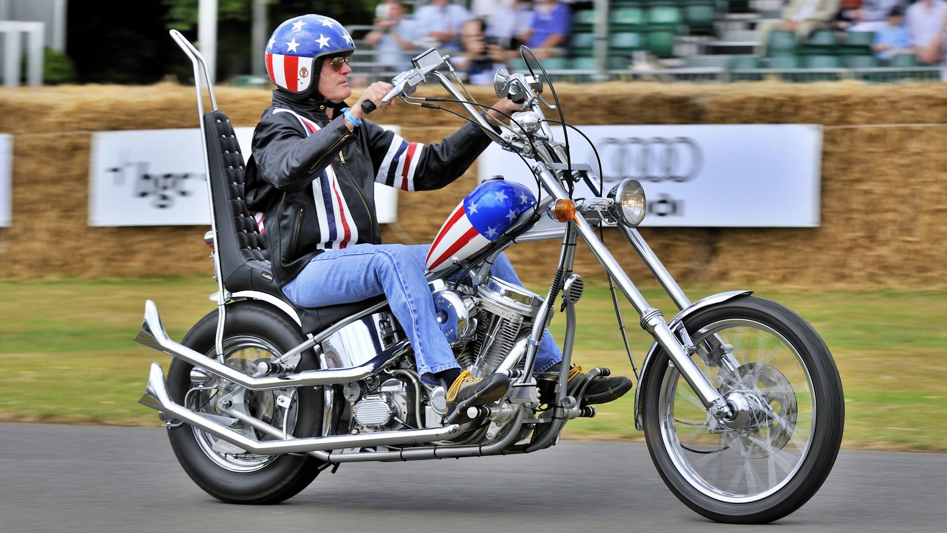 Peter Fonda riding the Captain America Chopper