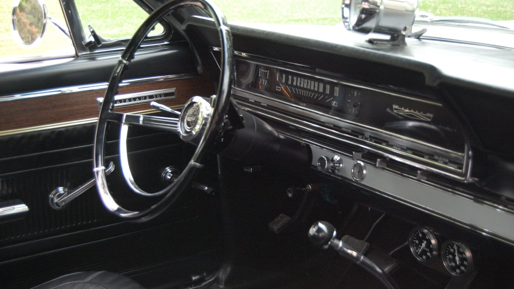 A parked 1966 Ford Farilane R-Code interior