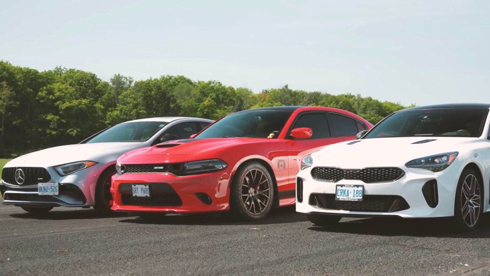 2022 Mercedes-AMG CLS53, 2022 Dodge Charger 392, and 2022 Kia Stinger GT