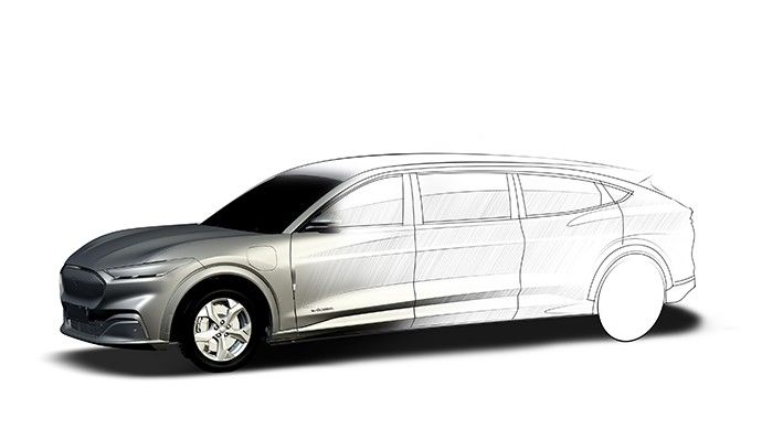 Renderização da limusine Mustang Mach-E