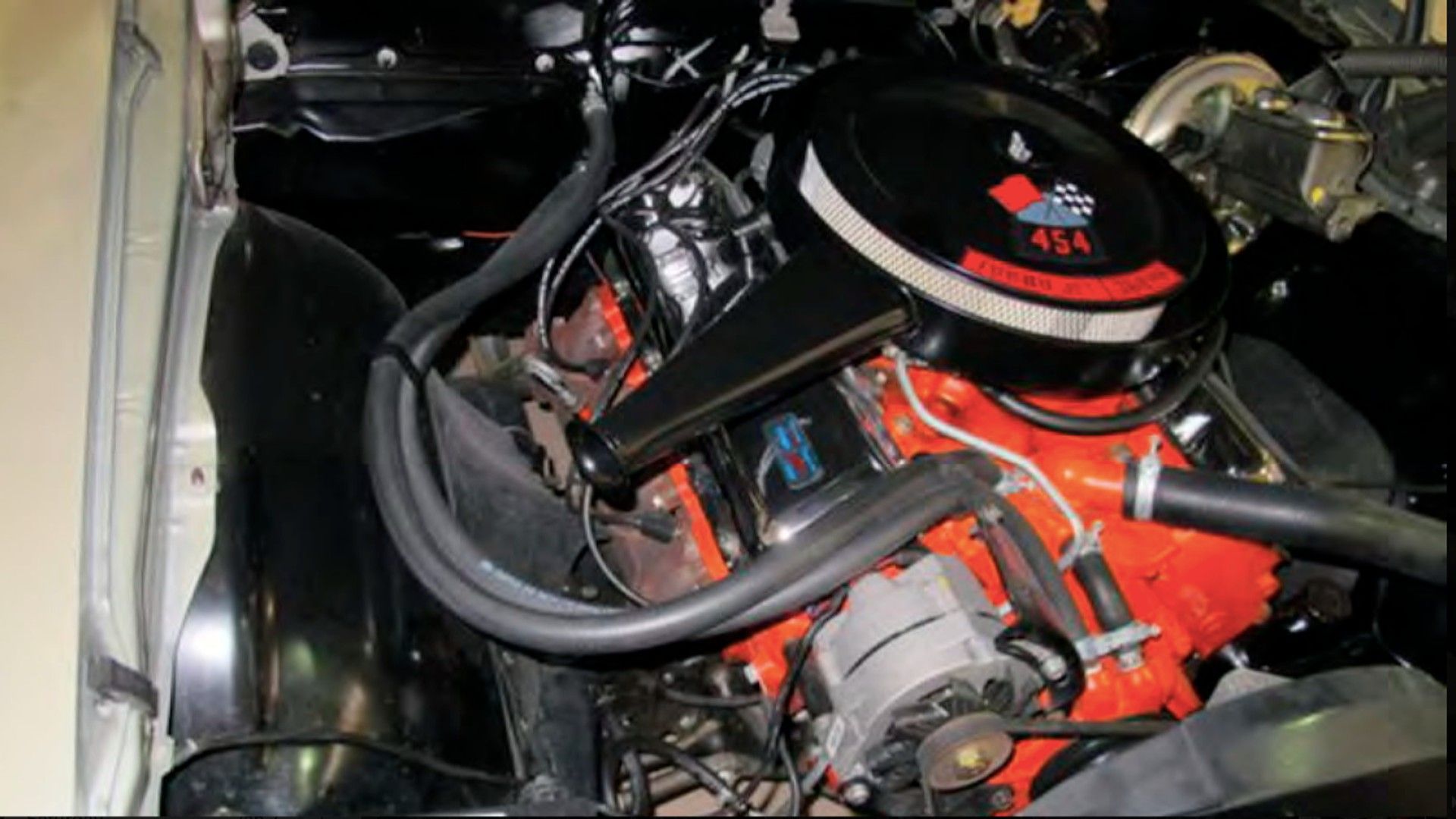 LS6 454 V8 engine on a 1970 Chevelle SS. 