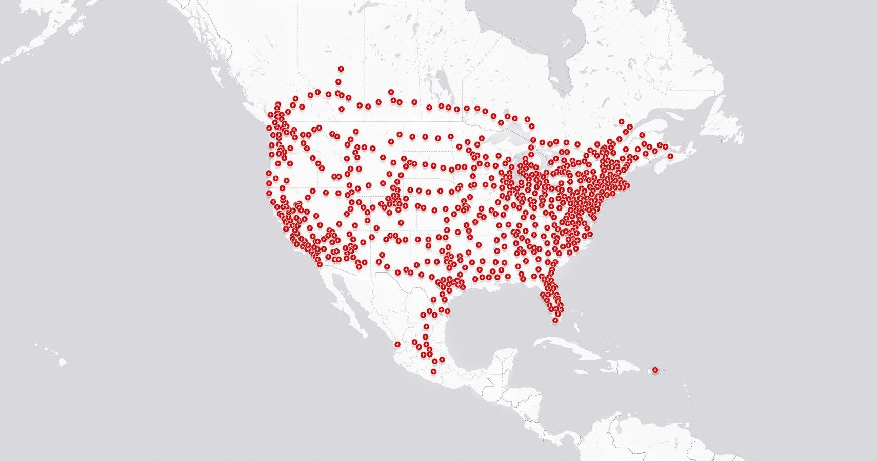 Map of charging stations in the USA