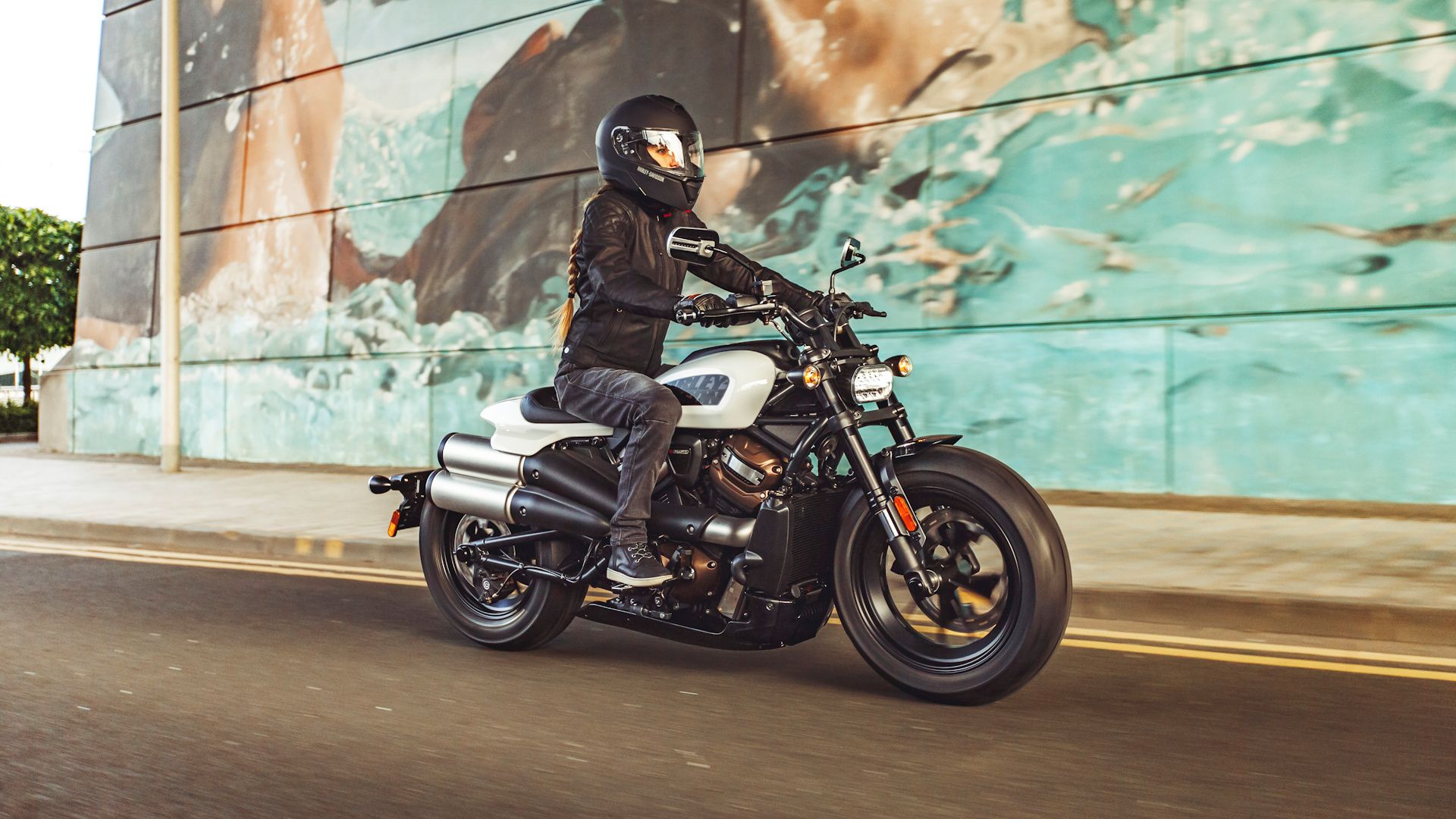 White 2021 Harley-Davidson Sportster S cruising on the road