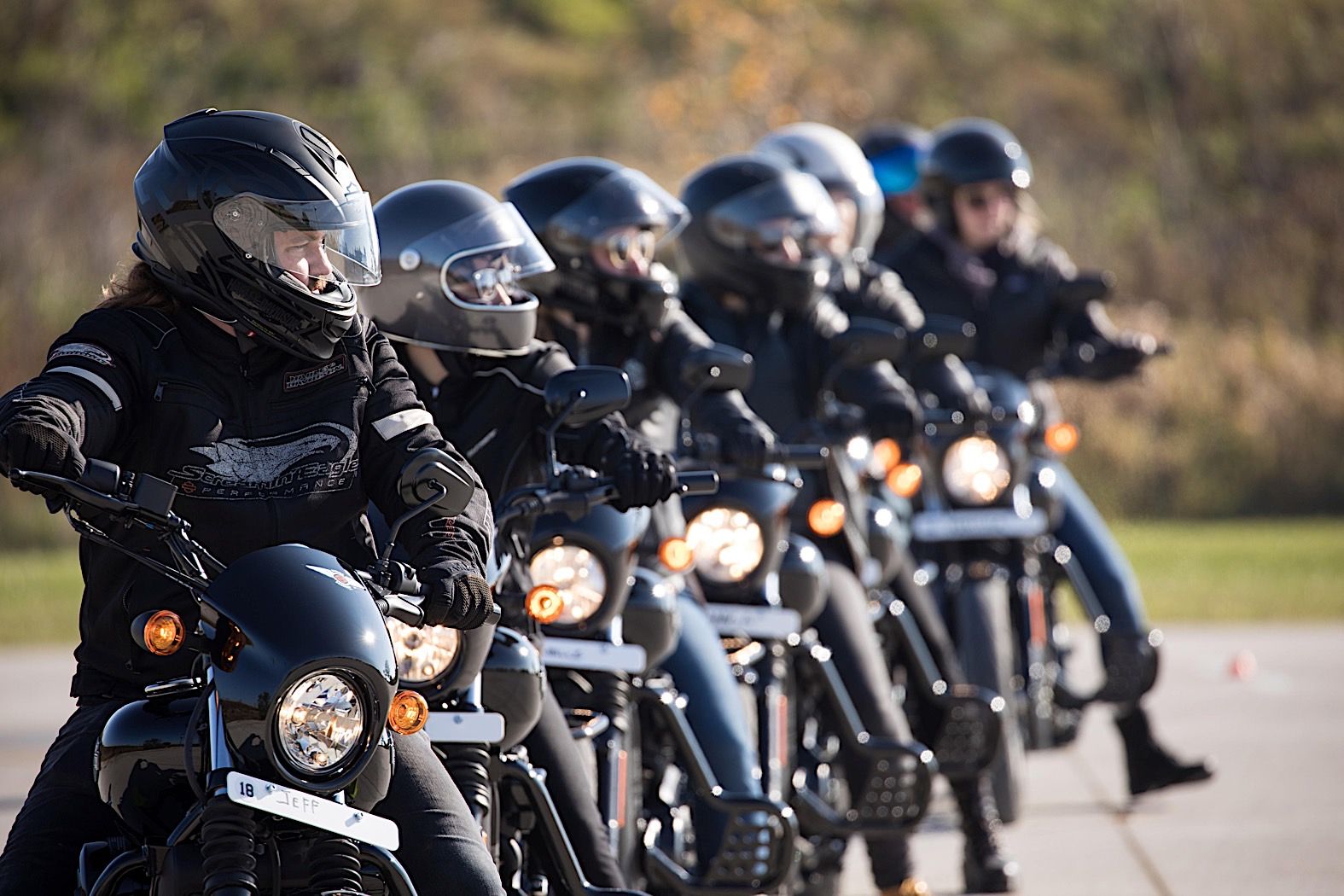 Motorcyclists learning to ride