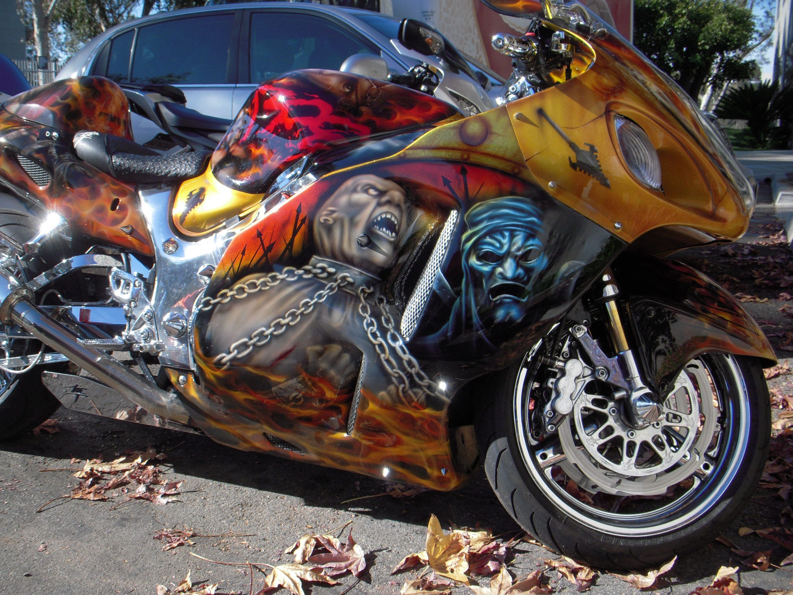 Custom paint job on a motorcycle