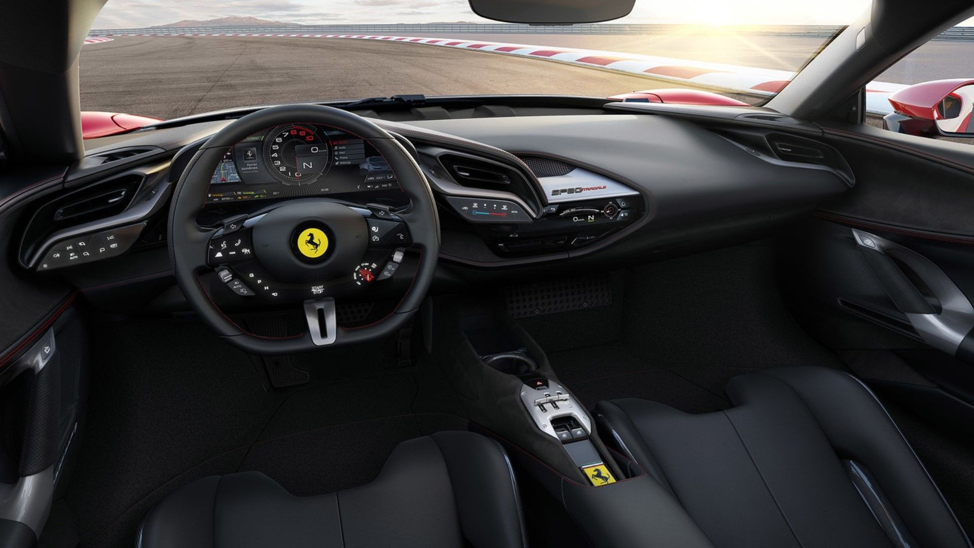 Dashboard view of the Ferrari SF90 Stradale
