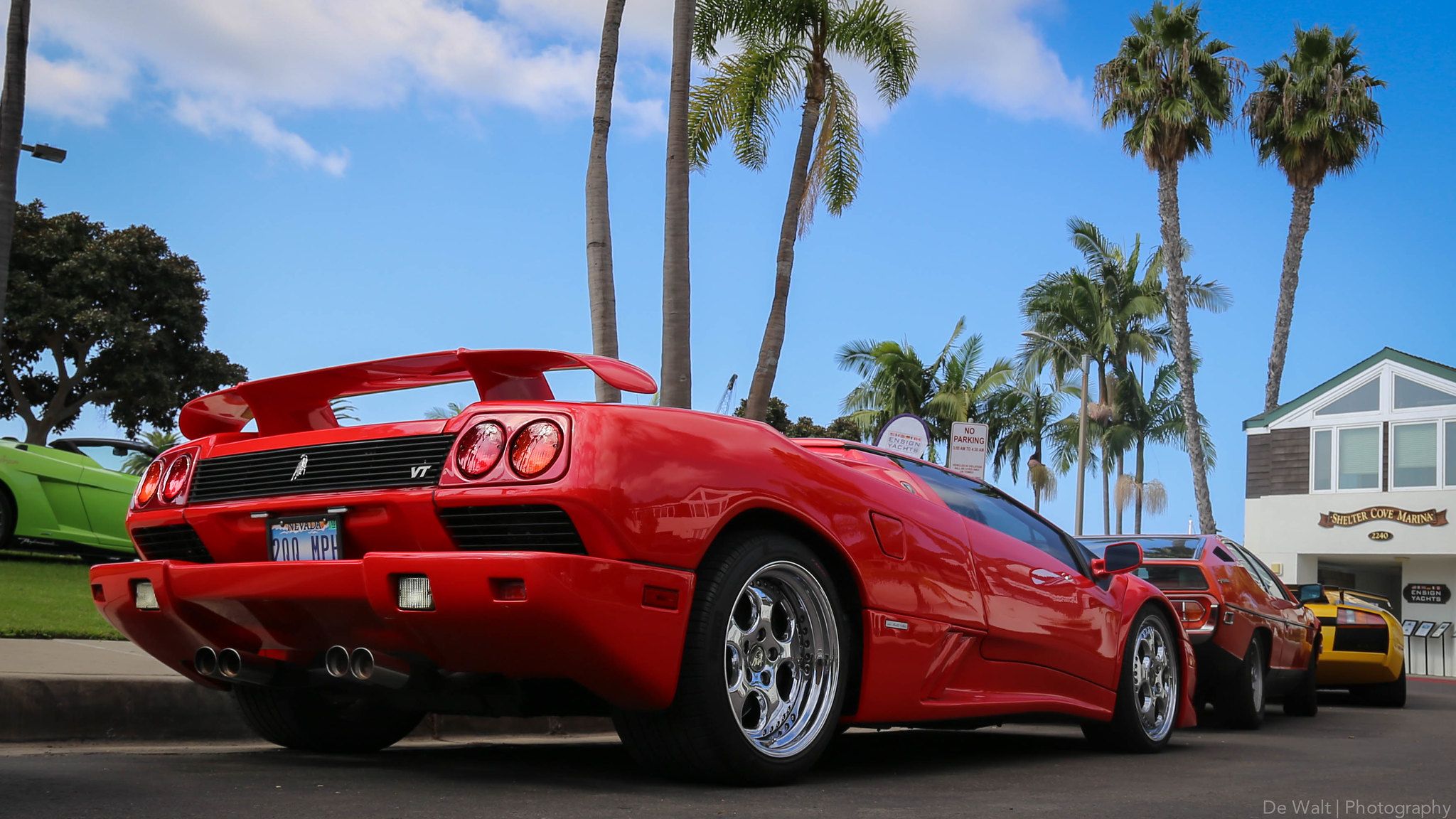Red Lamborghini Diablo in Tropical setting