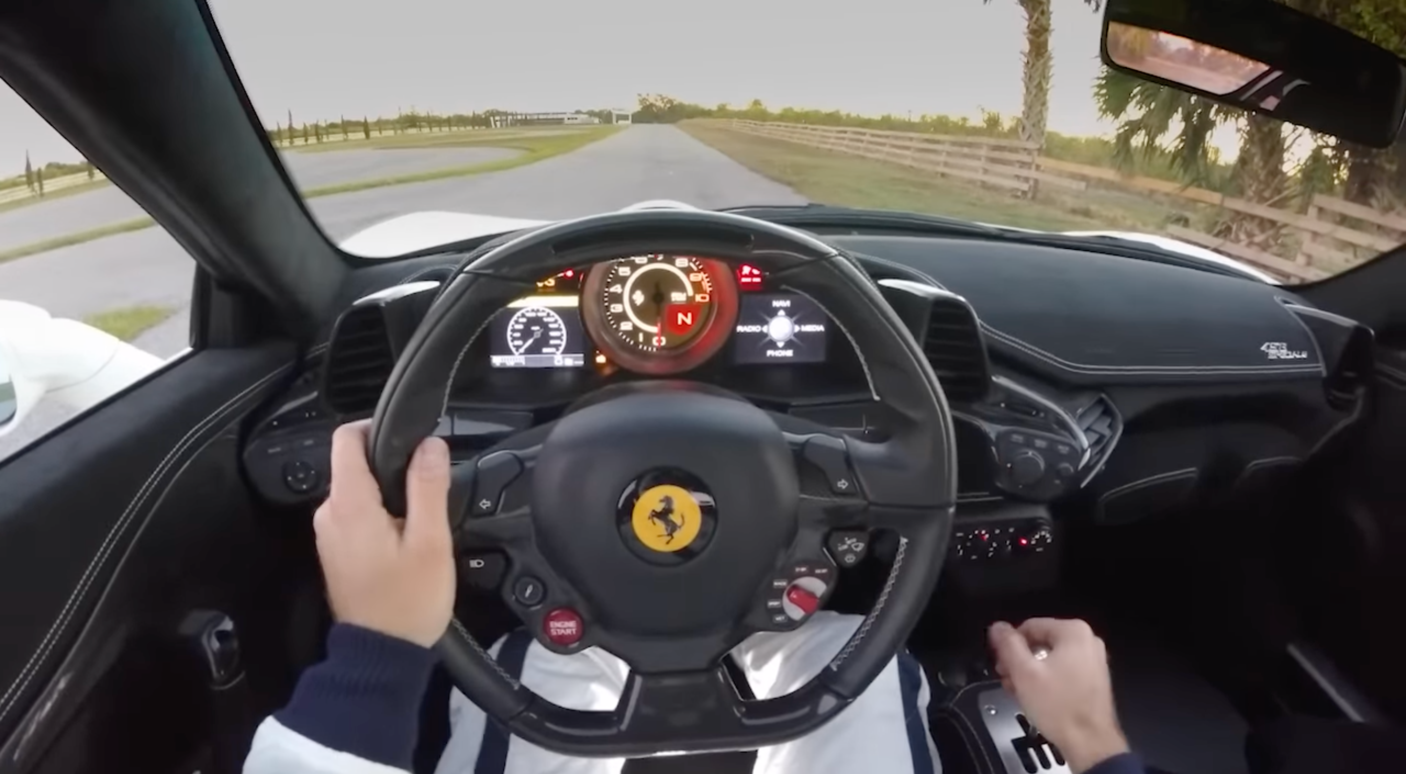 Cockpit of a Ferrari 458 Speciale with Modificata manual conversion