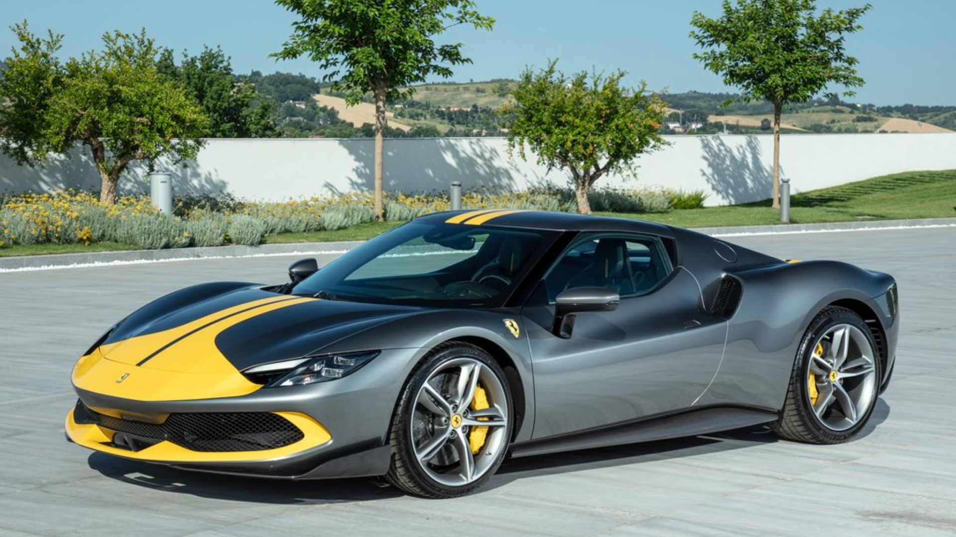 Gray and Yellow Ferrari 296 GTB