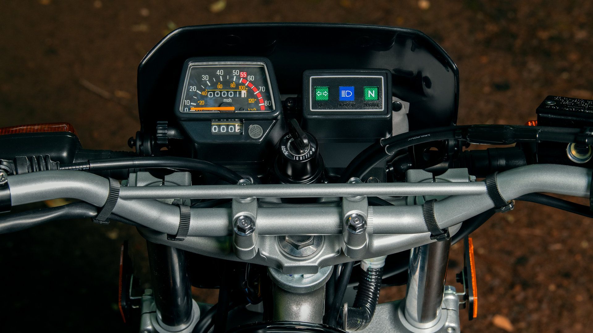 2023 Yamaha TW200 close-up instrumentation detail