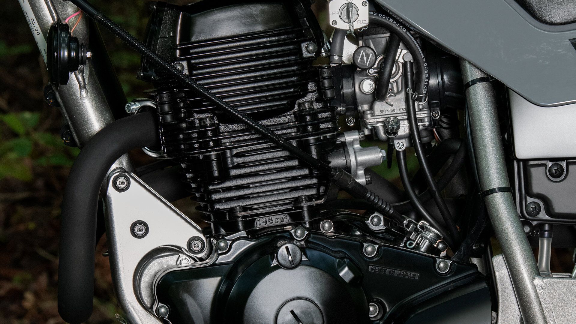 2023 Yamaha TW200 close-up engine detail