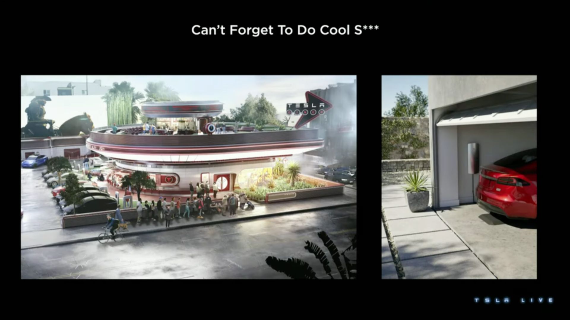 Proposed 50s-style diner from Tesla Investor's Day slide