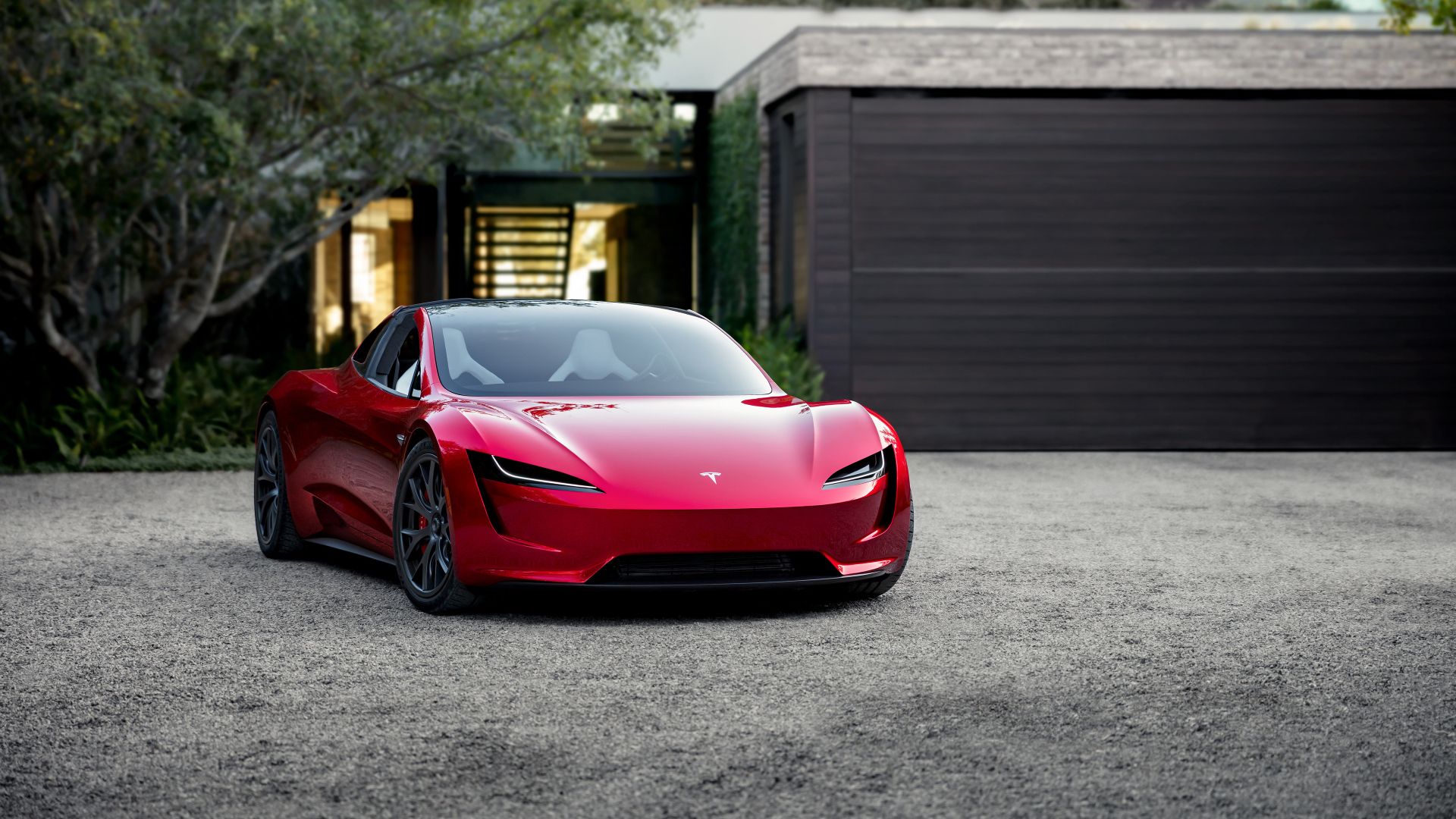 Tesla Roadster 2023 warna merah.