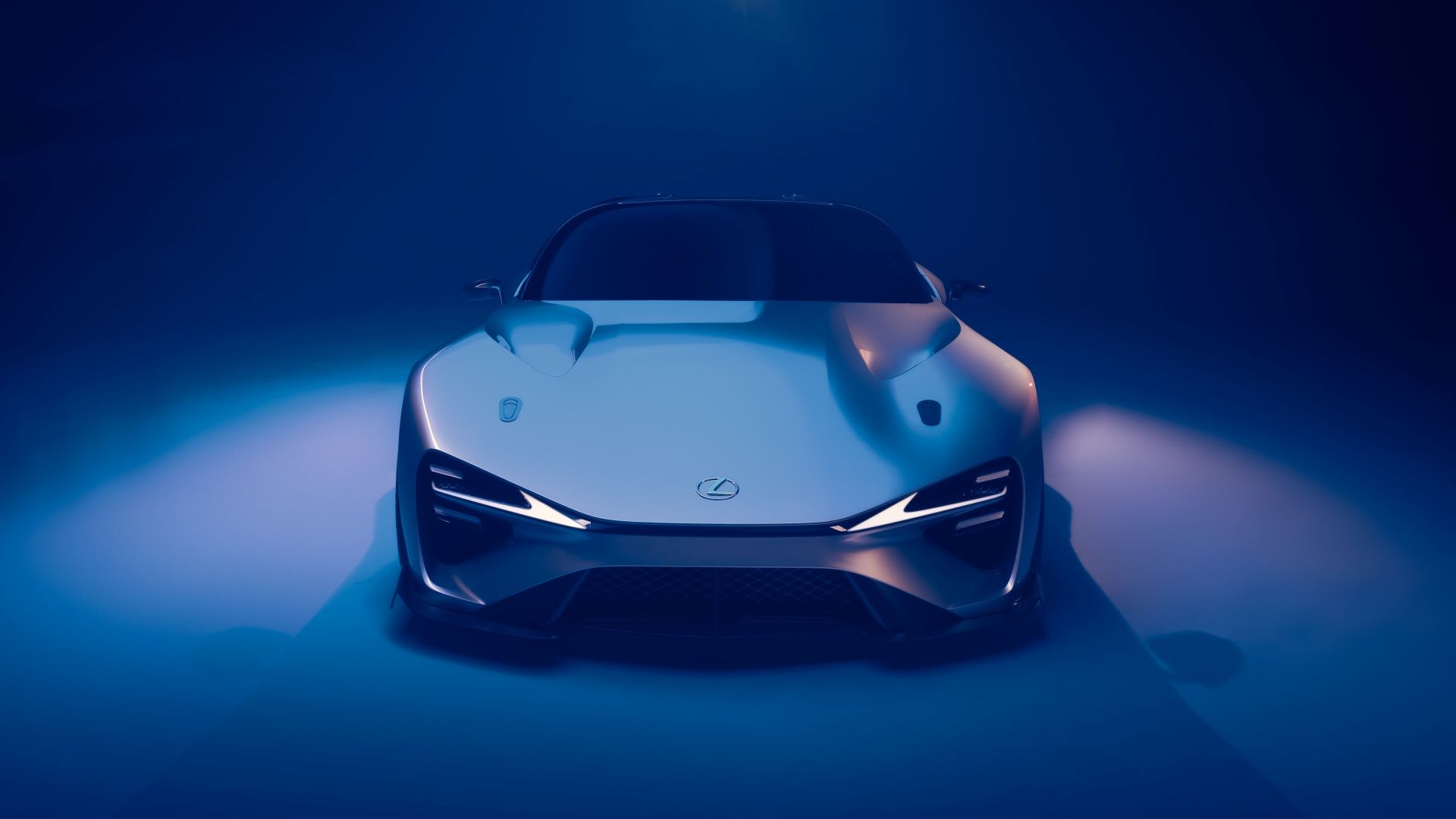 A front studio view of the BEV successor to the LFA