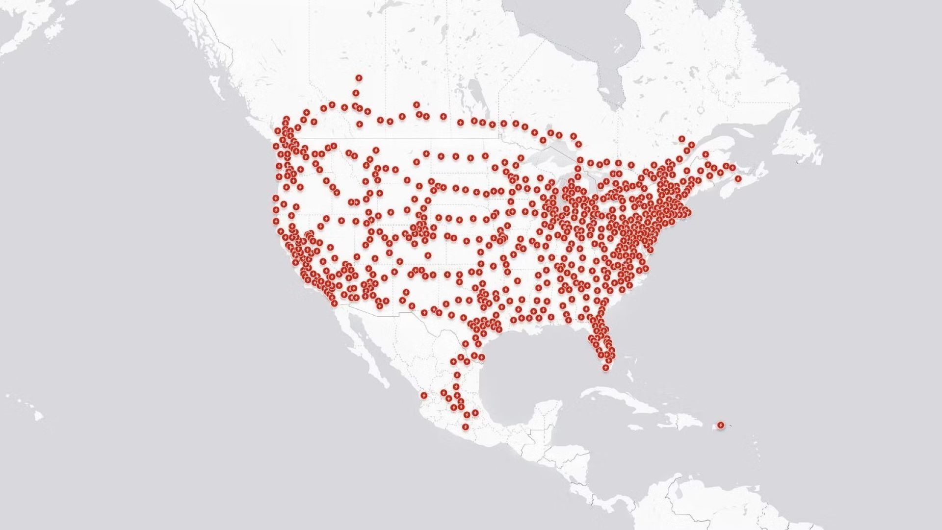 Locais de superalimentadores Tesla nos EUA