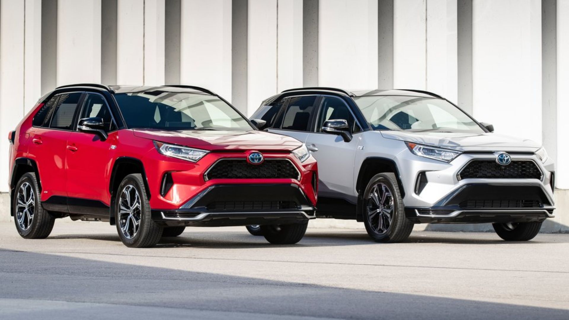 Front Angle Shot Of Two Toyota RAV4 Primes