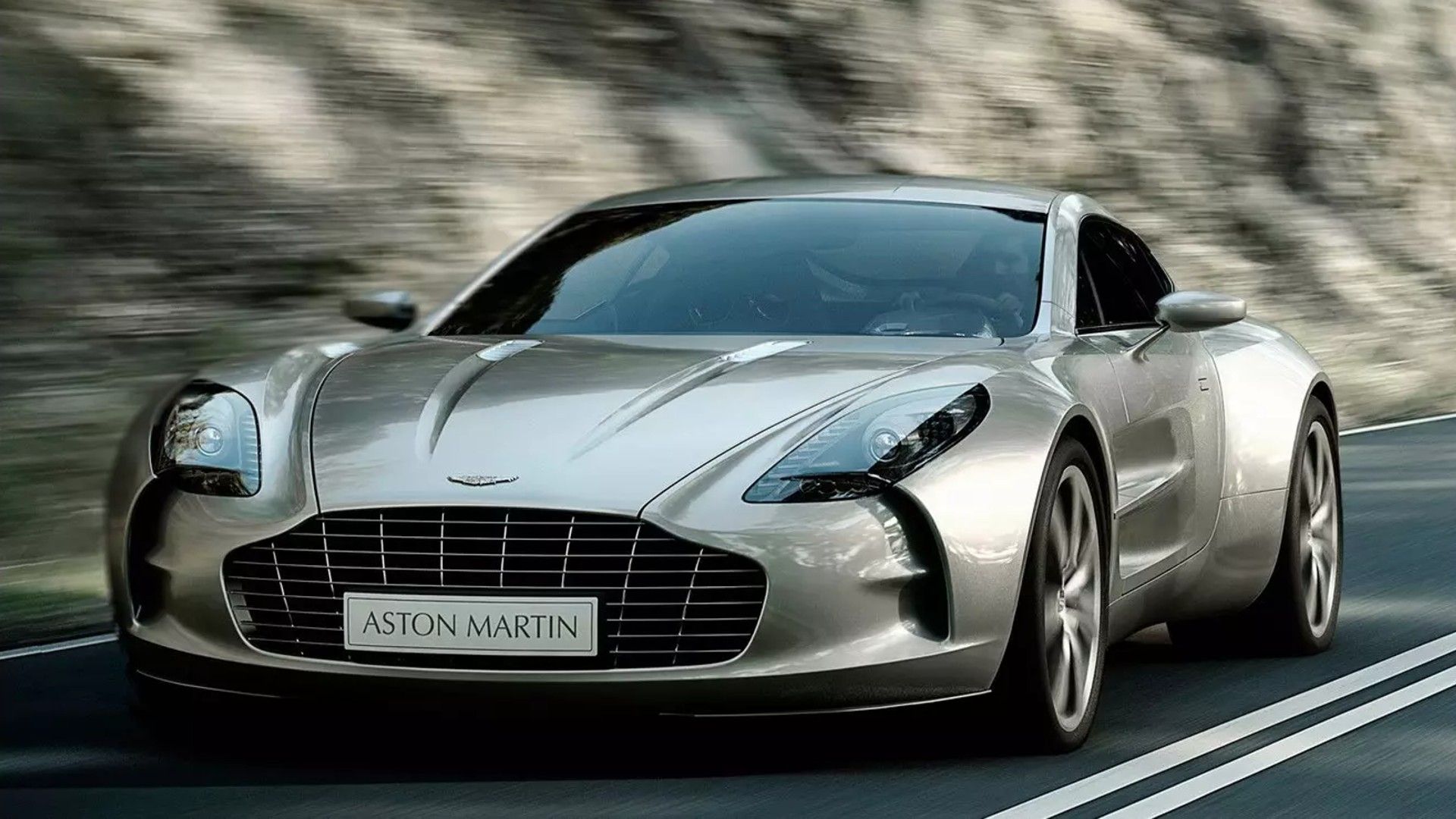 Silver Aston Martin One-77