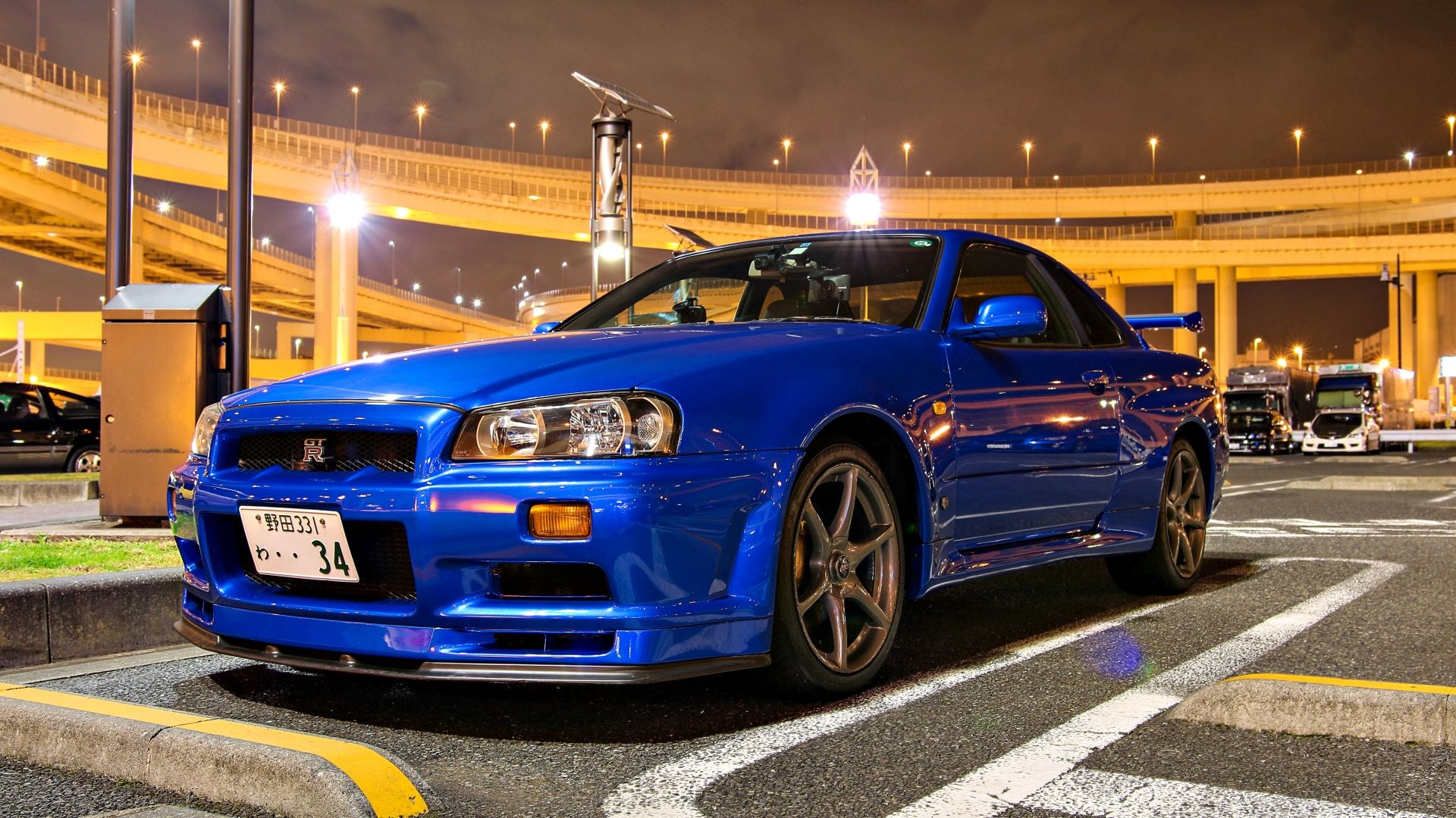 Blue R34 Nissan Skyline GT-R