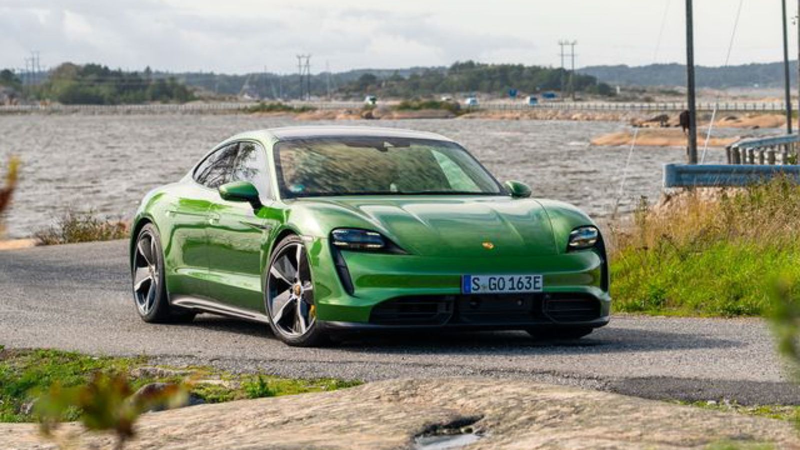 Green 2020 Electric Porsche Taycan Turbo S