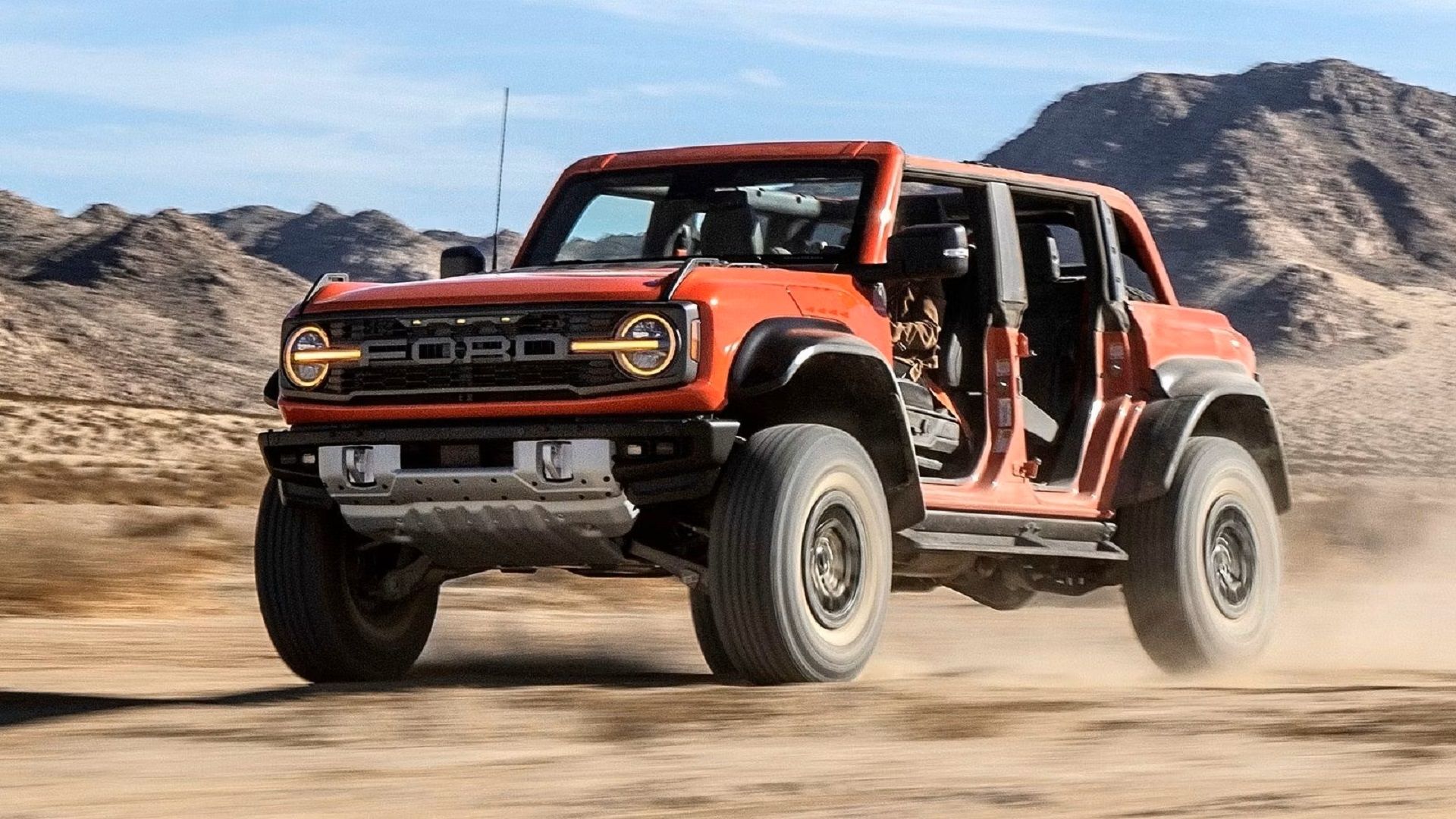 An off-roading 2022 Ford Bronco Raptor 
