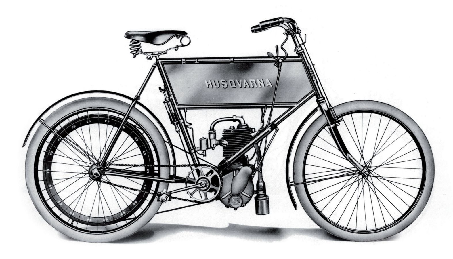 The first Husqvarna motorcycle, illustration Motor-Velocipede (1903).