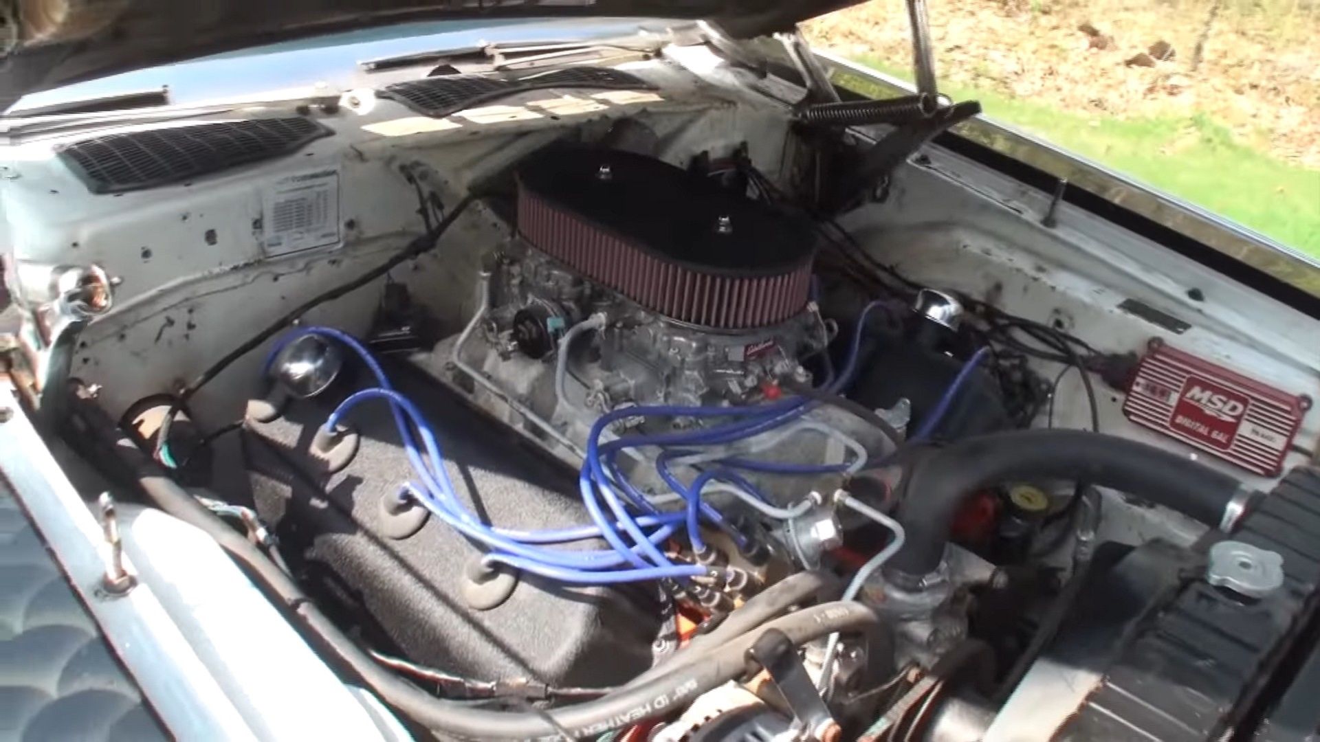 Under the hood of Bill Wyso Challenger drag car