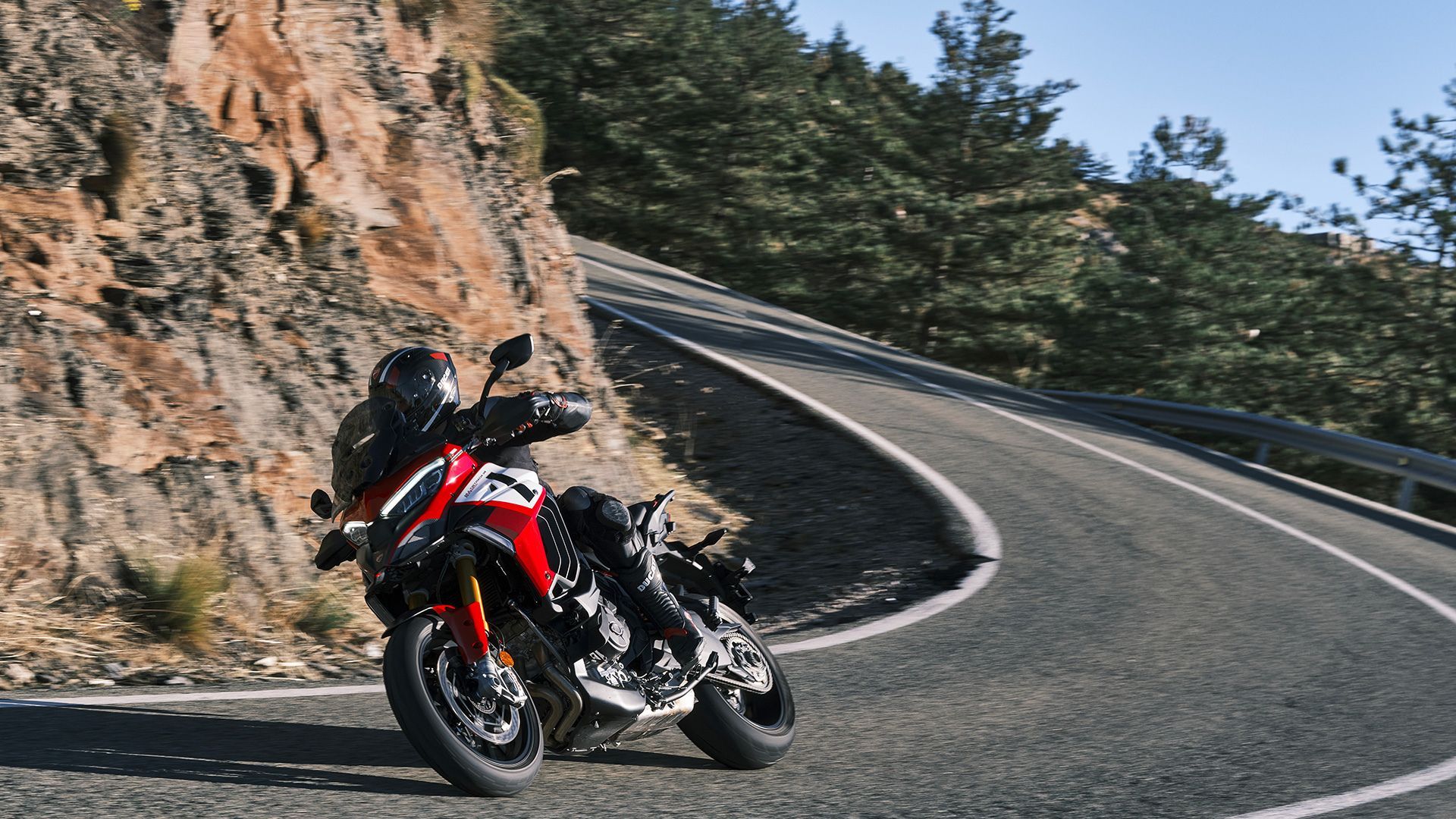 Image of a red Ducati Multistrada V4 Pikes Peak motorcycle